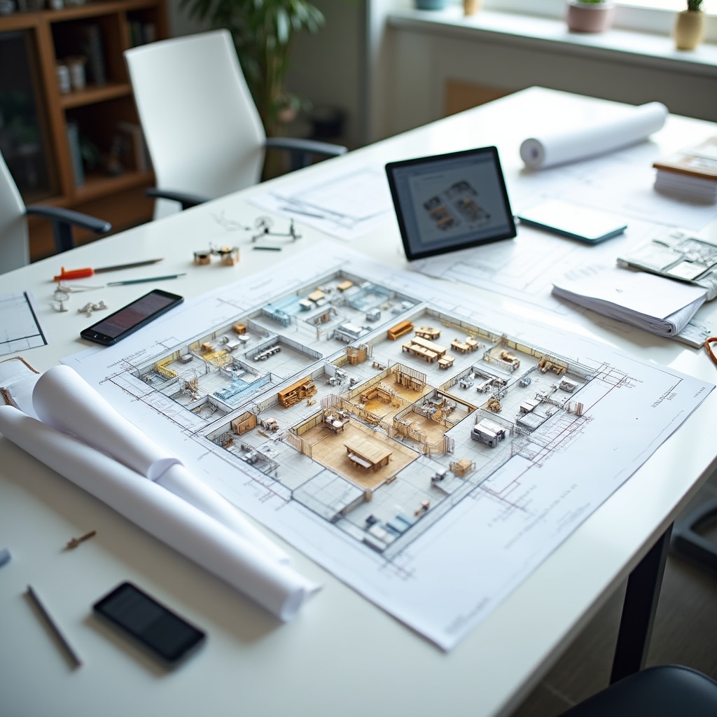 Архитектурный план офиса с расстановкой мебели и зонированием